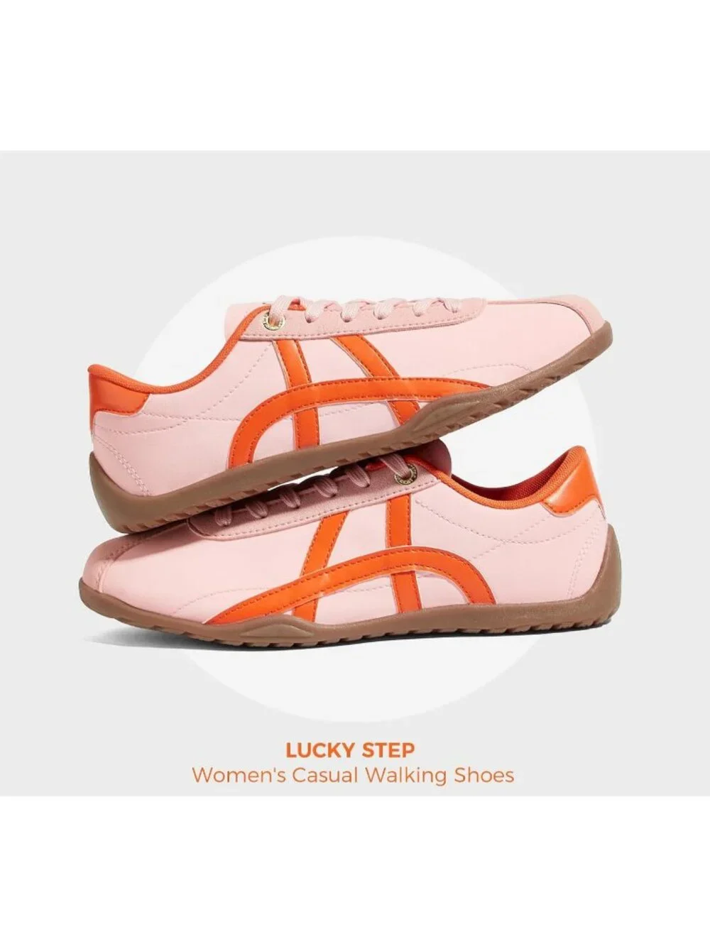 Women's Pink/Orange Lightweight Trendy Fashion Thin Sole Walking Stylish Sneaker